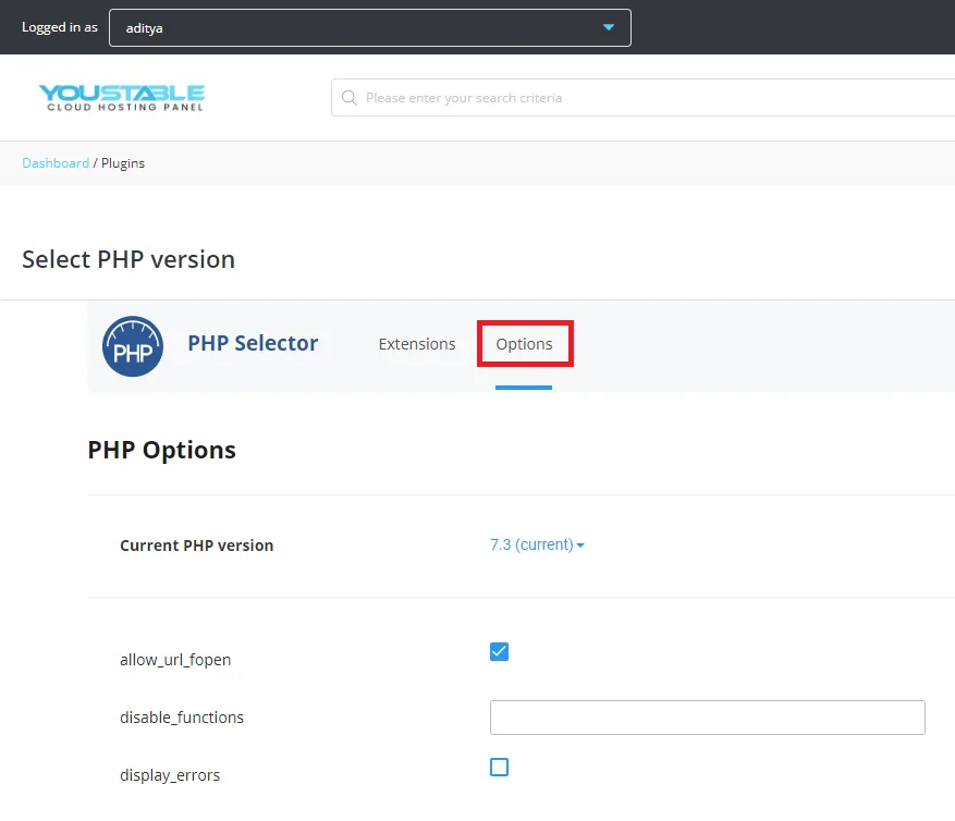 PHP Opciones de selección
