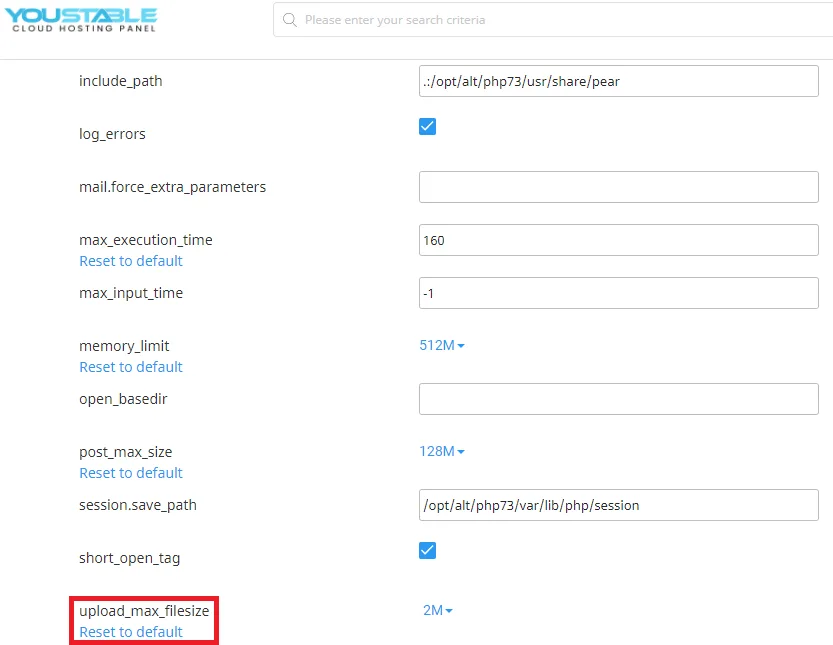 PHP selector subir tamaño máximo de archivo