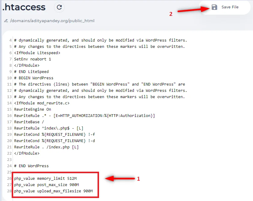 Código Htaccess