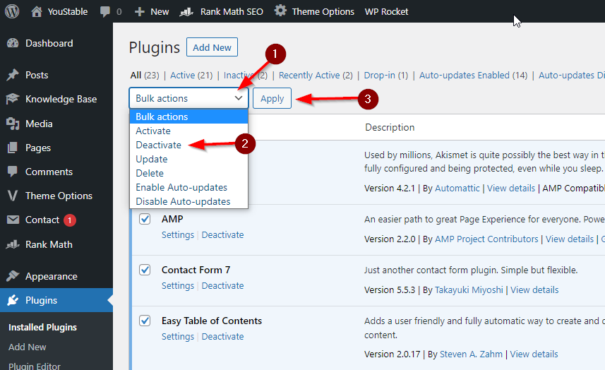 How to Disable WordPress Plugins?