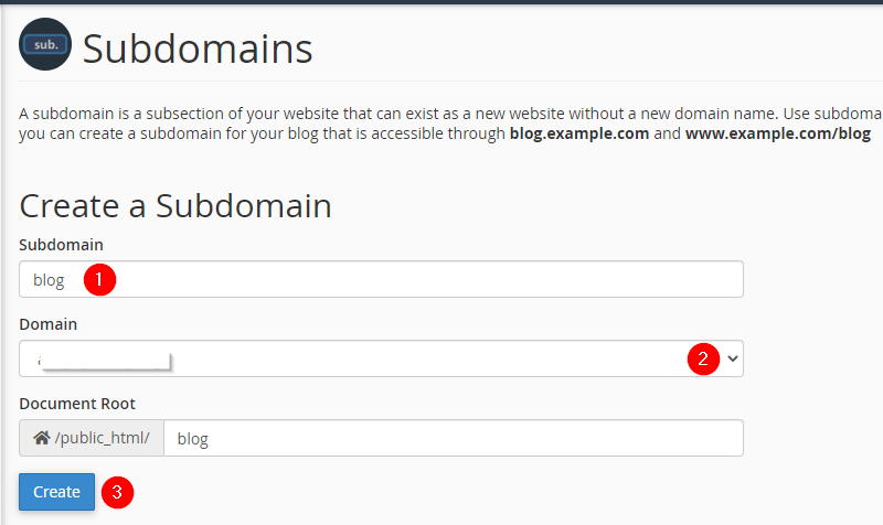 How to create a Subdomain in cPanel 2