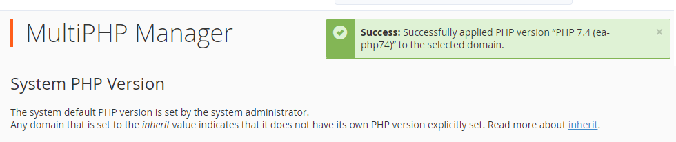 php version confirmation