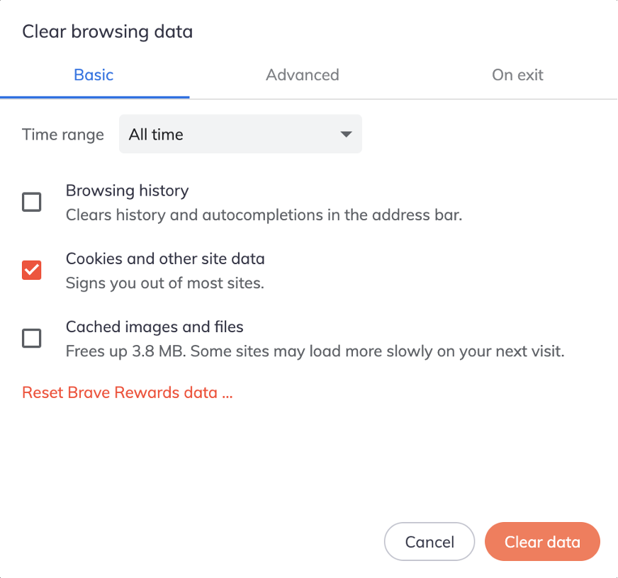 Clear Cache for Brave Browser