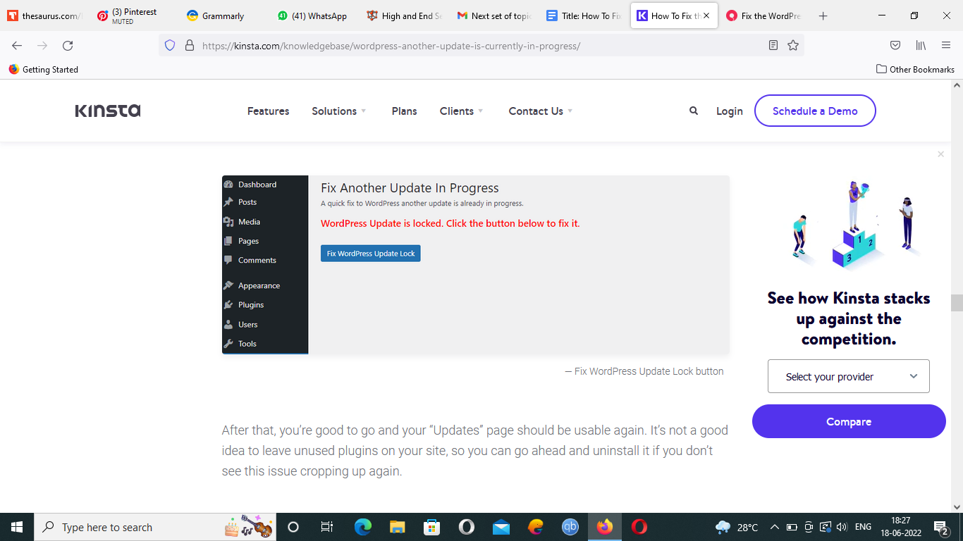 Fix WordPress Update Lock