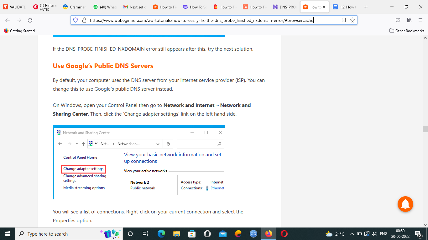 Change Adapter Setting