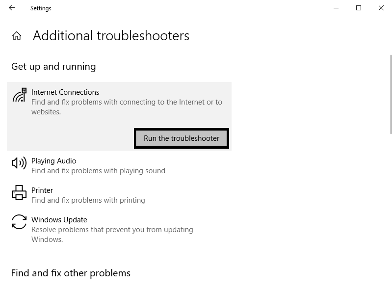 Run The Troubleshoot