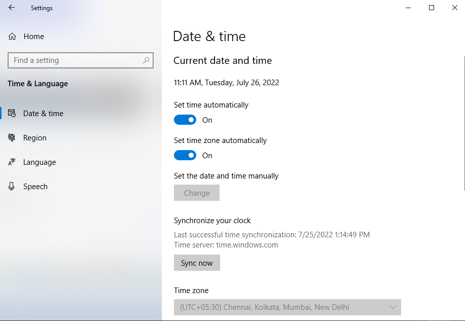 Adjust date and time