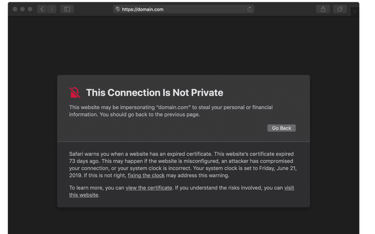 “this connection is not private.