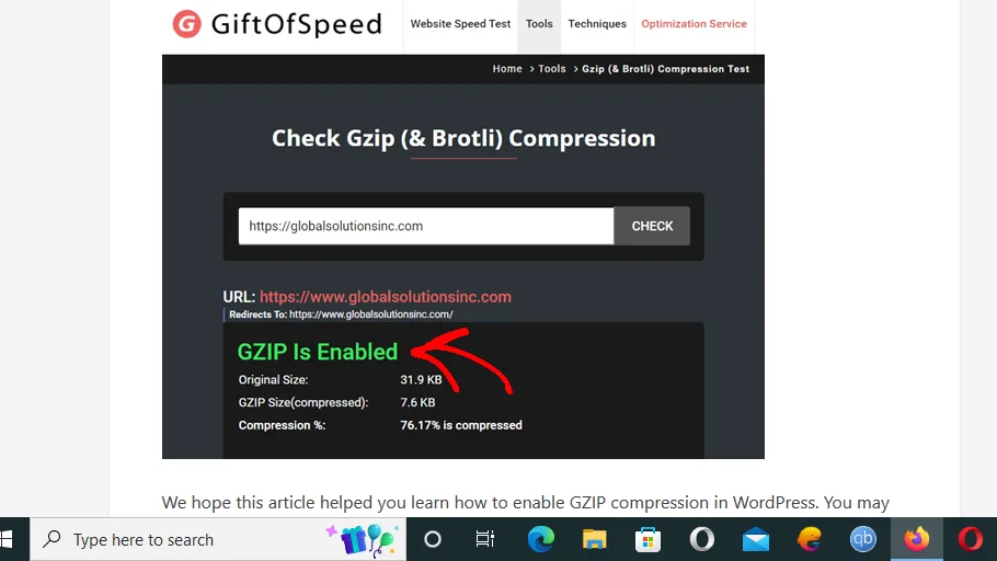  Инструмент проверки GZIP.&nbsp;