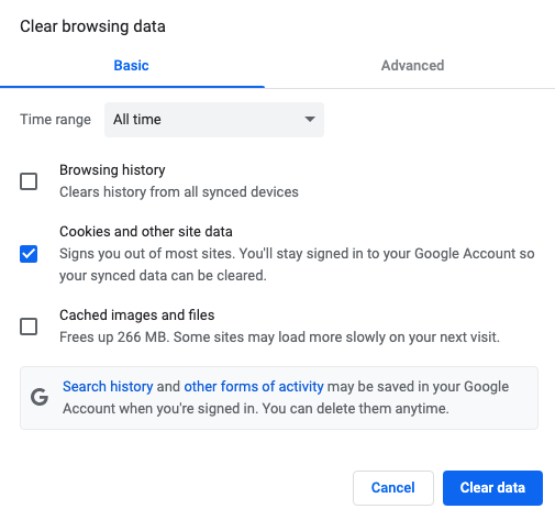 Clear Your Browsing Data