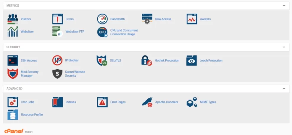 Iniciar sesión en cPanel