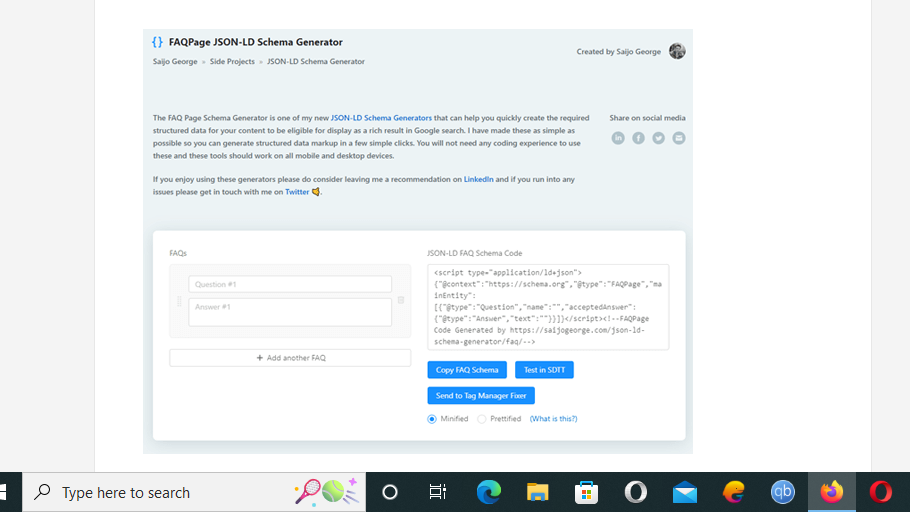 Page JSON-LD Schema Generator