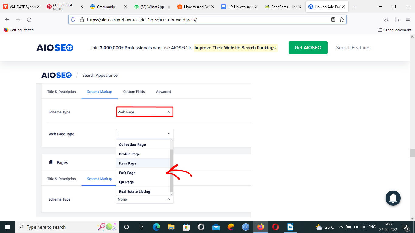 FAQ has become your default page setting.