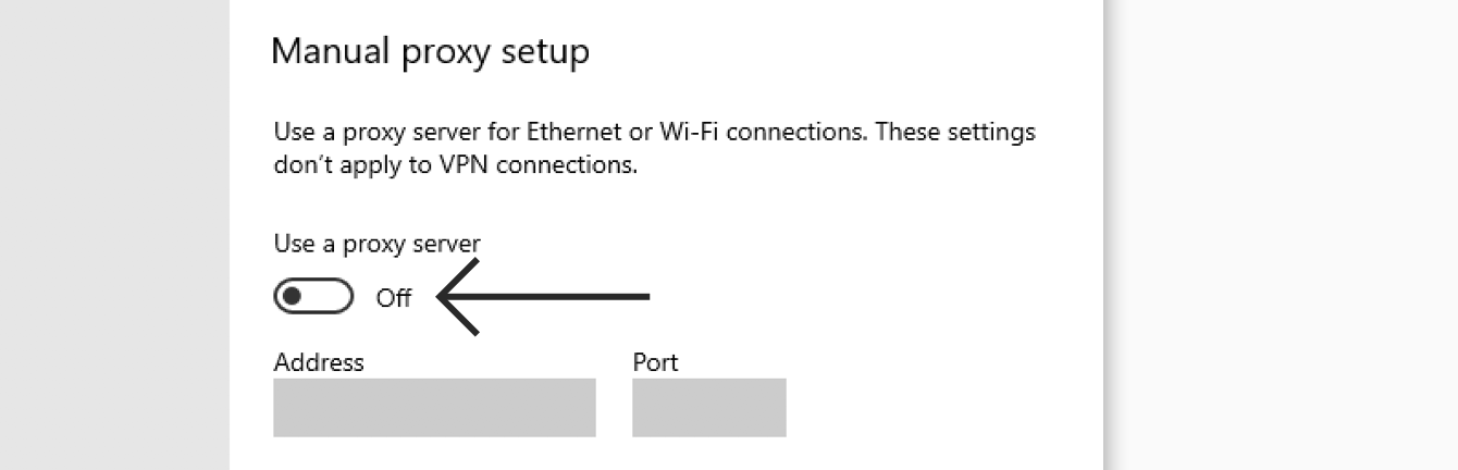 Under Manual Proxy Setup