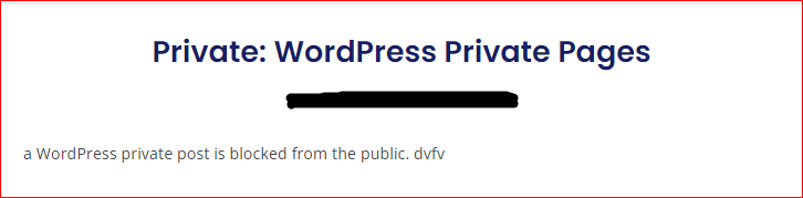 Wordpress private page