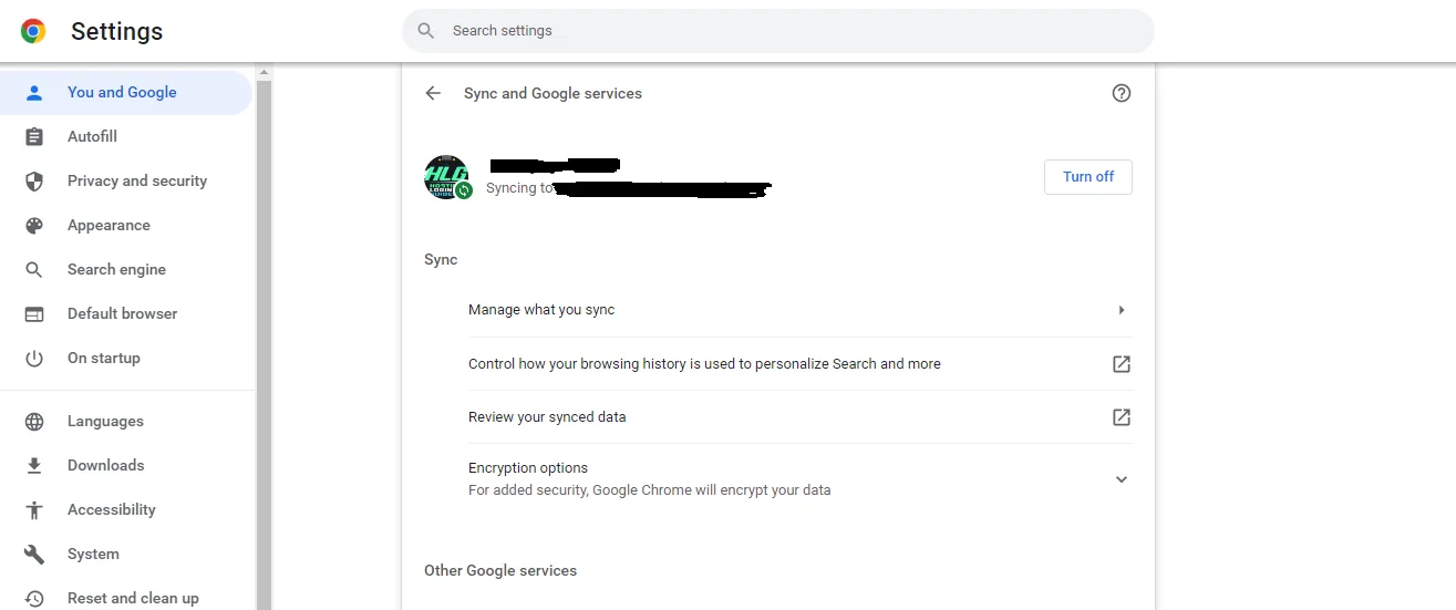 Synchronisation et services Google