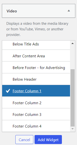 Below title ads, Below Header, and Footer columns 1, 2, and more such options. 