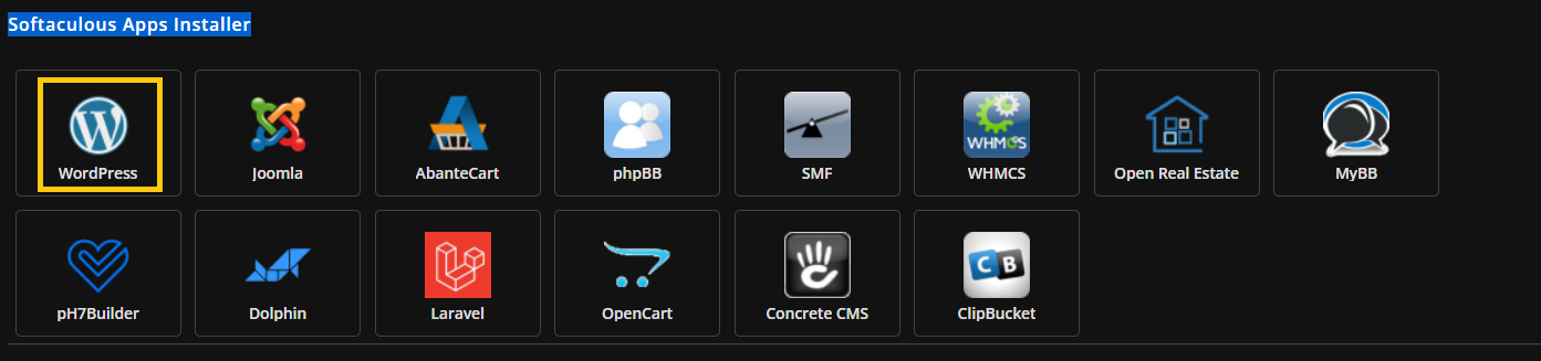 Softaculous app installer