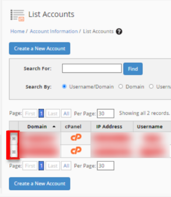 cPanel account