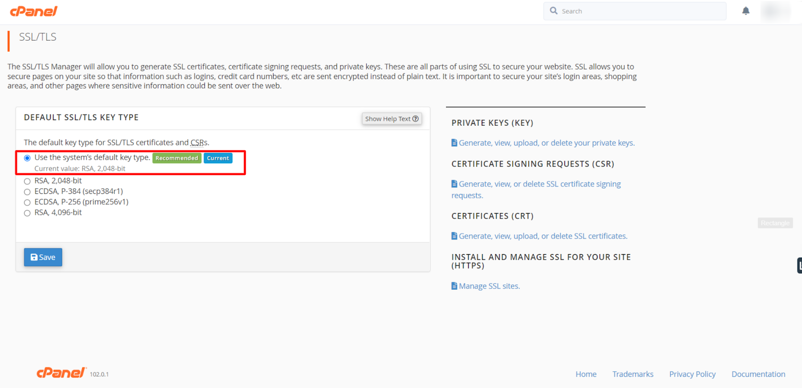 Enable default SSL key types. 