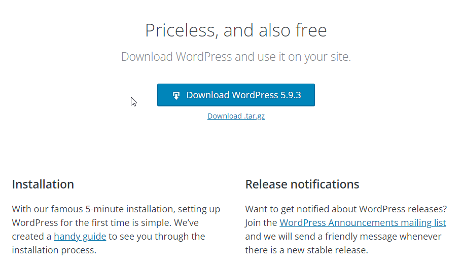 download new WordPress installation files