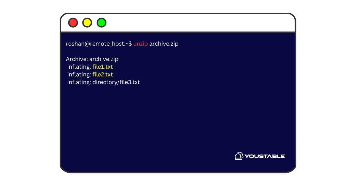 unzip command in linux