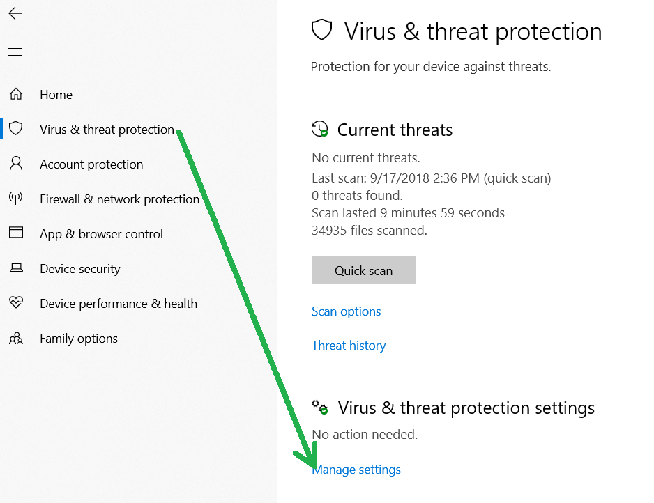 Virus and Threat protection 
