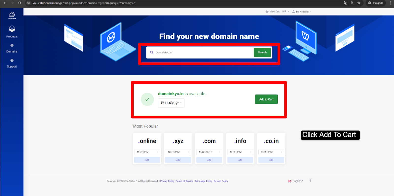 How to do KYC for .(dot)in Domain?