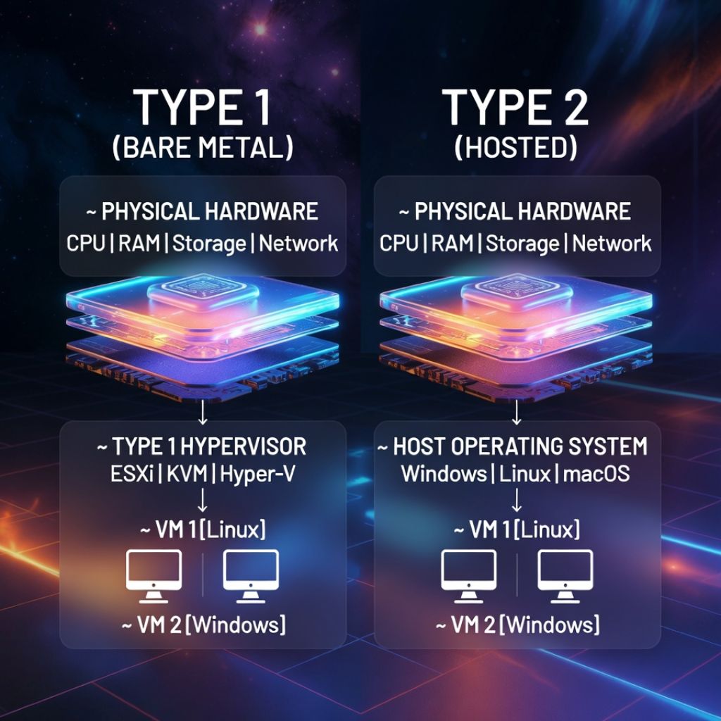 Type 1 vs Type 2 Hypervisors