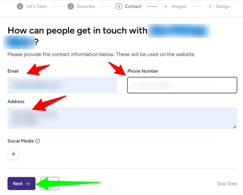 Add Contact Information for Your Site