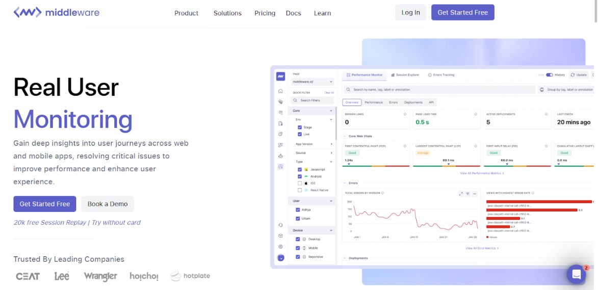 Middleware Real User Monitoring