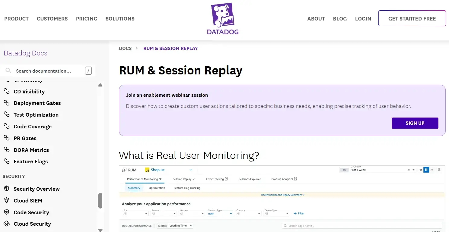 Datadog RUM & Session Replay