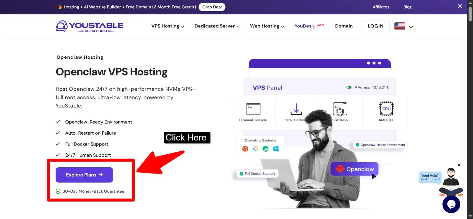YouStable's OpenClaw VPS Hosting