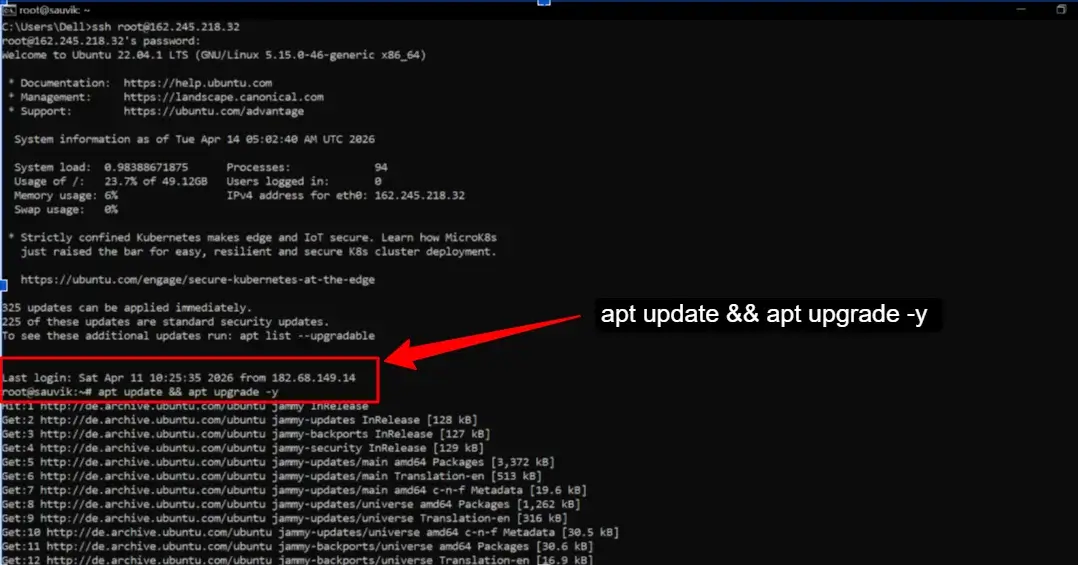 apt update && apt upgrade -y