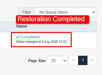 backup restoration is completed