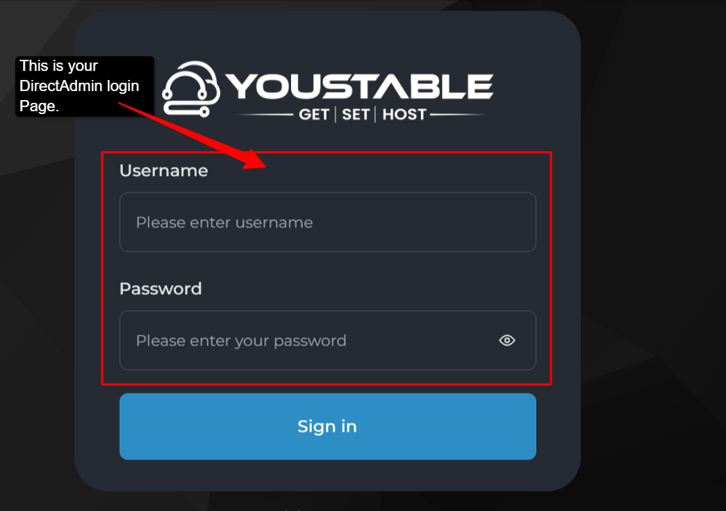 Go to your DirectAdmin panel URL