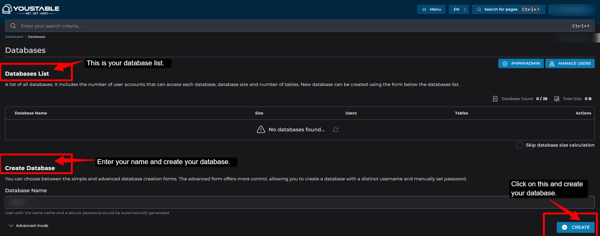 Create a New Database