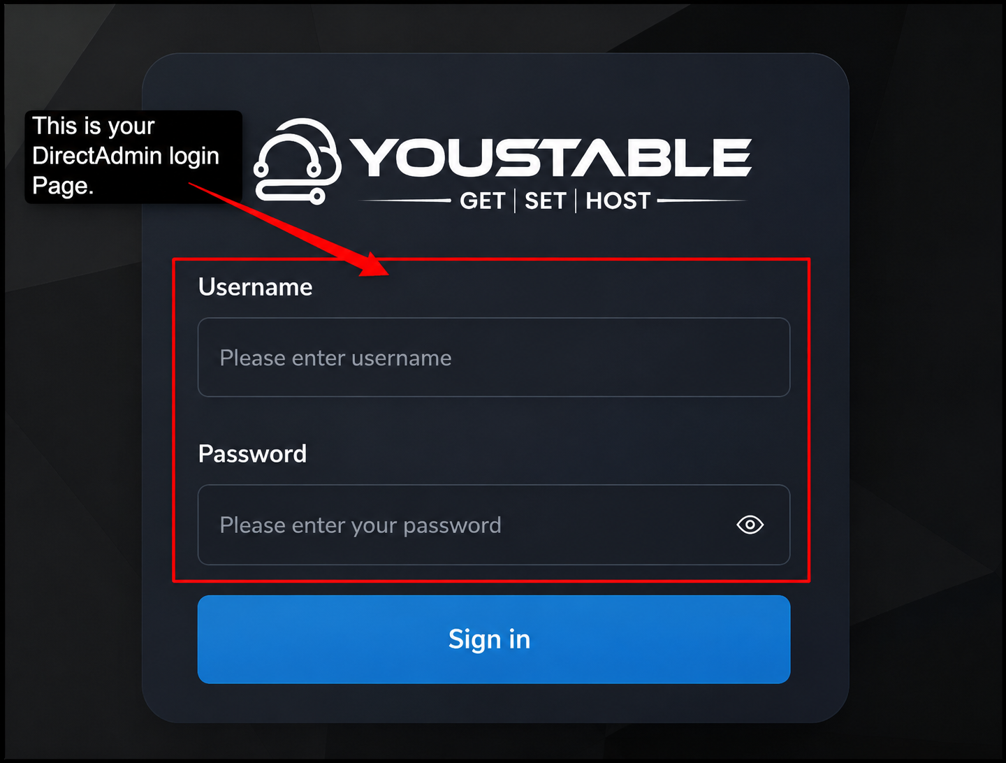 Enter your username and password