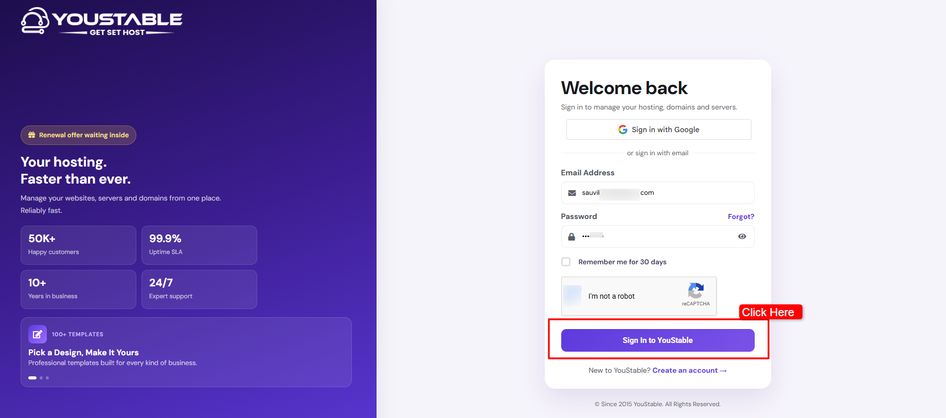 Enter your account credentials