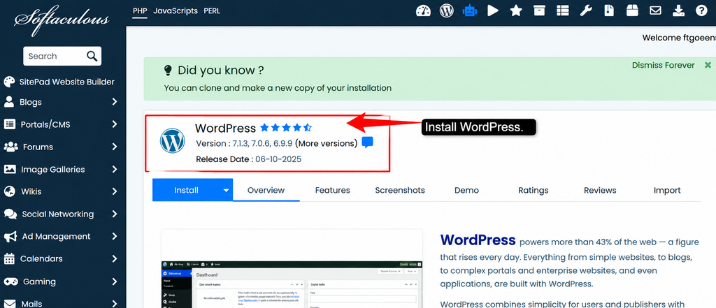 Install WordPress